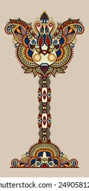 abstract ethnic ornamental floral tree, vector illustration in beige colour