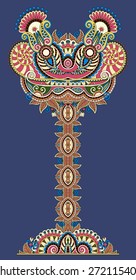 abstract ethnic ornamental floral tree, vector illustration in dirty dark blue background