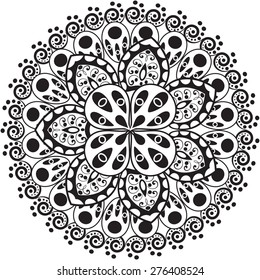 Abstract Ethnic Ornate Background For Design. Black and White
