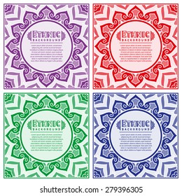 Abstract Ethnic Ornate Background For Design. Vector Frame