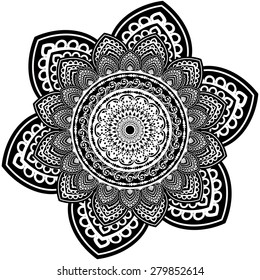 Abstract Ethnic Ornate Background For Design Black and White. Black and White