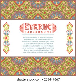 Abstract Ethnic Ornate Background For Design. Vector Frame