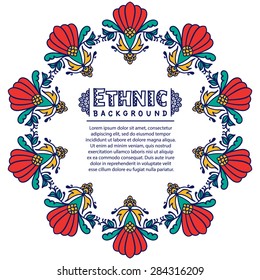 Abstract Ethnic Ornate Background For Design. Vector Frame