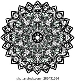 Abstract Ethnic Ornate Background For Design. Black and White