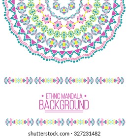 Abstract Ethnic Ornate Background For Design. Vector Frame For Your Text