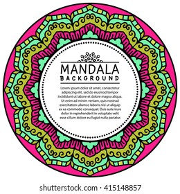 Abstract Ethnic Ornate Background For Design. Vector Frame For Your Text