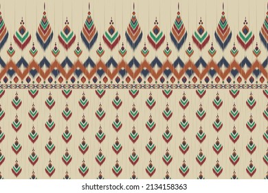 Abstract ethnic pattern art. Ikat seamless pattern in tribal, folk embroidery, and Mexican style. Geometric striped. Design for background, wallpaper, vector illustration, fabric, clothing, carpet.
