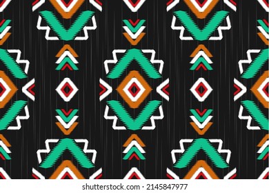 Resumen arte de patrones étnicos. Patrón ininterrumpido de Ikat tradicional. de estilo americano y mexicano. Diseño para fondo, papel pintado, ilustración vectorial, tela, ropa, alfombra, textil, batik, bordado.