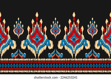 Abstract ethnic pattern art. Ikat seamless pattern traditional. American, Mexican style. Design for background, wallpaper, vector illustration, fabric, clothing, carpet, textile, batik, embroidery.