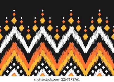 Resumen arte de patrones étnicos. Patrón ininterrumpido de Ikat tradicional. de estilo americano y mexicano. Diseño para fondo, papel pintado, ilustración vectorial, tela, ropa, alfombra, textil, batik, bordado.