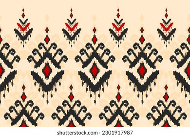 Resumen arte de patrones étnicos. Patrón ininterrumpido de Ikat tradicional. de estilo americano y mexicano. Diseño para fondo, papel pintado, ilustración vectorial, tela, ropa, alfombra, textil, batik, bordado.