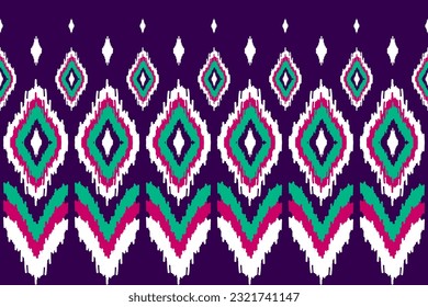 Resumen arte de patrones étnicos. Patrón ininterrumpido de Ikat tradicional. de estilo americano y mexicano. Diseño para fondo, papel pintado, ilustración vectorial, tela, ropa, alfombra, textil, batik, bordado.