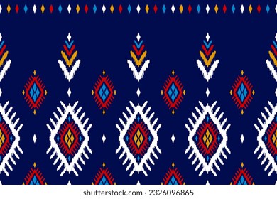Abstract ethnic pattern art. Ikat seamless pattern traditional. American, Mexican style. Design for background, wallpaper, illustration, fabric, clothing, carpet, textile, batik, embroidery.