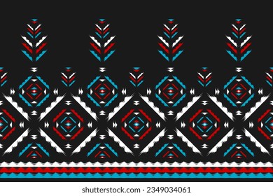 Resumen arte de patrones étnicos. Patrón ininterrumpido de Ikat tradicional. de estilo americano y mexicano. Diseño para fondo, papel pintado, ilustración vectorial, tela, ropa, alfombra, textil, batik, bordado.