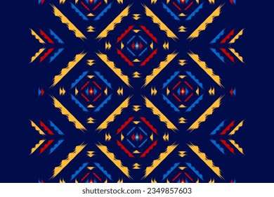 Resumen arte de patrones étnicos. Patrón ininterrumpido de Ikat tradicional. de estilo americano y mexicano. Diseño para fondo, papel pintado, ilustración vectorial, tela, ropa, alfombra, textil, batik, bordado.