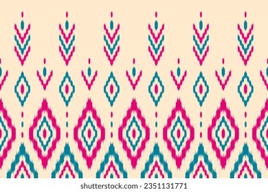 Resumen arte de patrones étnicos. Patrón ininterrumpido de Ikat tradicional. de estilo americano y mexicano. Diseño para fondo, papel pintado, ilustración vectorial, tela, ropa, alfombra, textil, batik, bordado.