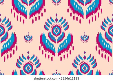 Resumen arte de patrones étnicos. Patrón ininterrumpido de Ikat tradicional. de estilo americano y mexicano. Diseño para fondo, papel pintado, ilustración vectorial, tela, ropa, alfombra, textil, batik, bordado.