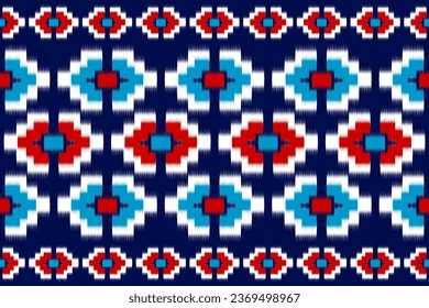Resumen arte de patrones étnicos. Patrón ininterrumpido de Ikat tradicional. de estilo americano y mexicano. Diseño para fondo, papel pintado, ilustración vectorial, tela, ropa, alfombra, textil, batik, bordado.