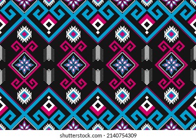Abstract ethnic pattern art. Seamless pattern in tribal, folk embroidery, and Mexican style. Geometric striped. Design for background, wallpaper, vector illustration, fabric, clothing, carpet.