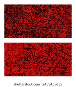 abstract ethnic pattern background (black, red)