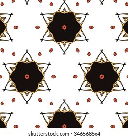 abstract ethnic pattern with bright interwoven objects