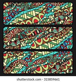 Abstract ethnic pattern cards set. vector illustration image