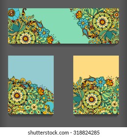 Abstract ethnic pattern cards set. vector illustration image