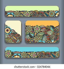 Abstract ethnic pattern cards set. vector illustration image