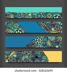 Abstract ethnic pattern cards set. vector illustration image