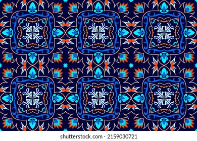 Abstract ethnic pattern design for background, wallpaper, Batik, fabric and Embroidery style vector. Seamless striped pattern in Aztec style.