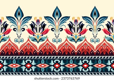 Abstract ethnic pattern flower design. Aztec fabric boho mandalas textile wallpaper. Tribal native motif African American sari elegant embroidery vector background 