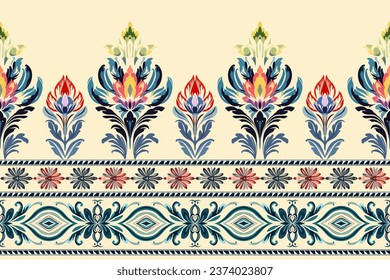 Abstract ethnic pattern flower design. Aztec fabric boho mandalas textile wallpaper. Tribal native motif African American sari elegant embroidery vector background 