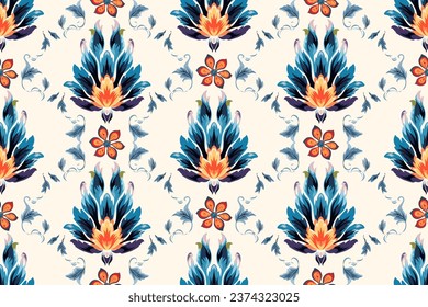 Abstract ethnic pattern flower design. Aztec fabric boho mandalas textile wallpaper. Tribal native motif African American sari elegant embroidery vector background 