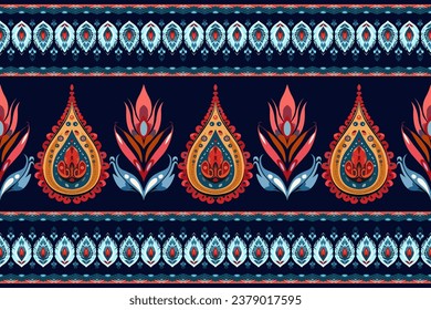 Abstract ethnic pattern flower design. Aztec fabric boho mandalas textile wallpaper. Tribal native motif African American sari elegant embroidery vector background 