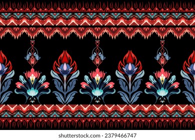 Abstract ethnic pattern flower design. Aztec fabric boho mandalas textile wallpaper. Tribal native motif African American sari elegant embroidery vector background 