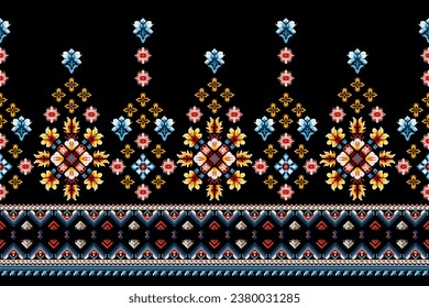 Abstract ethnic pattern flower design. Aztec fabric boho mandalas textile wallpaper. Tribal native motif African American sari elegant embroidery vector background 