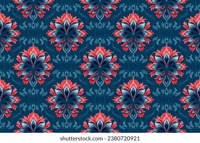 Abstract ethnic pattern flower design. Aztec fabric boho mandalas textile wallpaper. Tribal native motif African American sari elegant embroidery vector background 