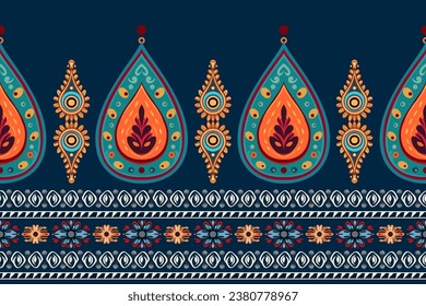 Resumen de diseño de flores de patrones étnicos. Tela azteca mandalas papel de pared textil. Motivo indígena tribal de origen sari afroamericano elegante fondo vectorial de bordado 