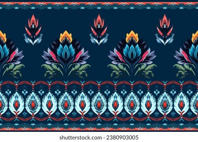 Abstract ethnic pattern flower design. Aztec fabric boho mandalas textile wallpaper. Tribal native motif African American sari elegant embroidery vector background 