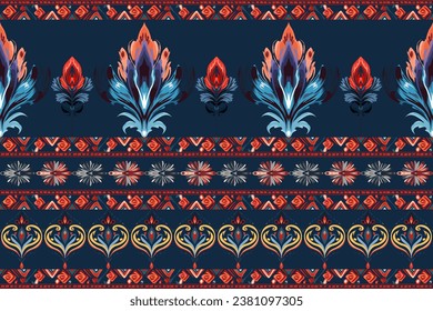 Abstract ethnic pattern flower design. Aztec fabric boho mandalas textile wallpaper. Tribal native motif African American sari elegant embroidery vector background 