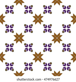 Abstract ethnic pattern in the form of a mosaic pixel. scheme for embroidery. vector illustration. boho art for printing, the boundary of patterns, textures and textiles. scenery