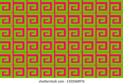 Abstract Ethnic Pattern, Green and Pink Colors