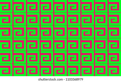 Abstract Ethnic Pattern, Green and Pink Colors