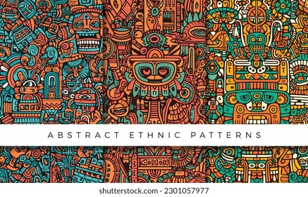 Abstract ethnic pattern illustration backgrounds	
