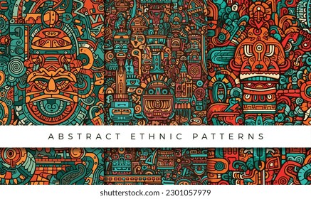 Abstract ethnic pattern illustration backgrounds	
