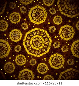 Abstract ethnic pattern  with ornamental snowflakes