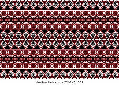 Abstrakte ethnische Muster, nahtlose Blumenmuster, Katzenarbeit, geometrische Formen, indische Stammesmuster, tulki rotes Schwarz für Textilien druckt Teppichkissen Bettwäsche.