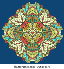 Abstract ethnic round ornamental vector pattern