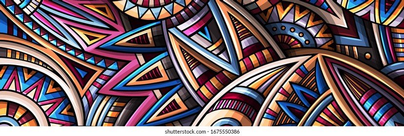 Abstract ethnic rug ornamental pattern. Vector vintage background. Colorful tribal stripe banner design for print on greeting cards, phone cases, scarves, fashion