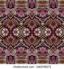 Abstract ethnic rug ornamental seamless pattern. Vector vintage background. Colorful tribal square design for print on fabric, textile, greeting cards, phone cases, scarves, wrapping paper